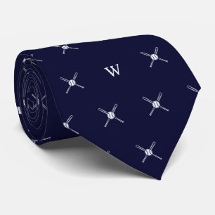 Cravate Élégant Baseball Bats Monogrammes Initiales Bleu