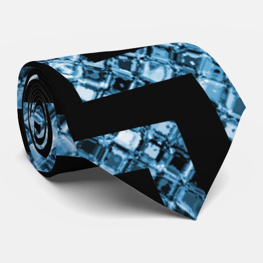 Cravate Elegant Black Blue Glitter Pattern  (Roulé)