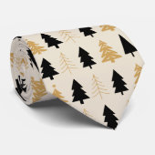 Cravate Elegant Black & Gold Christmas Tree (Roulé)