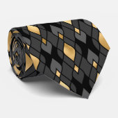 Cravate Elegant Black Gray Gold Art Deco Diamond Design (Roulé)