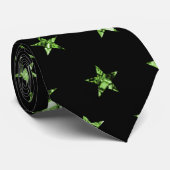 Cravate Élégant Black Green Diamond Gem Star Motif (Roulé)