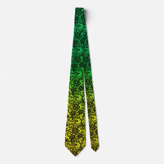Cravate Elegant Black Lace On Gradient Green and Gold (Devant)