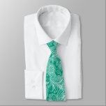 Cravate Elégant Blanc Paisley Sur Arrière - plan bleu-vert<br><div class="desc">Elégant blanc vintage floral paisley motif sans couture sur une couleur arrière - plan bleu-vert que vous pouvez changer.</div>