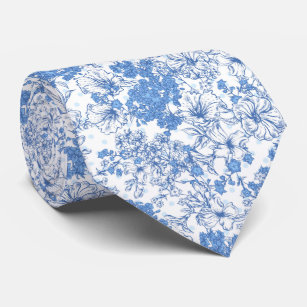 Cravate Élégant bleu floral