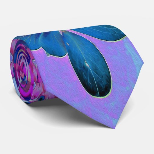 Cravate Élégant bleu foncé et lumière magenta Hydrangea (Roulé)