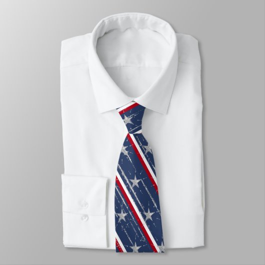 Cravate Élégant bleu marine 4 juillet étoile (Attaché)