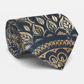 Cravate Elégant bleu or Mandala Floral (Roulé)