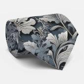 Cravate Elégant bleu poussiéreux argent blanc gris gris fl (Roulé)