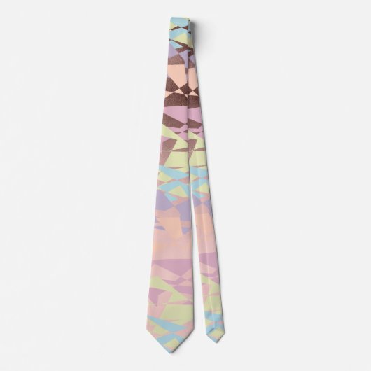 Cravate élégant bloc de couleur pastel rose or géométrique (Devant)