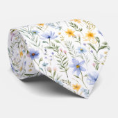 Cravate Elegant Blue Purple Watercolor Wildflower  (Roulé)