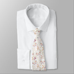 Cravate Elégant Boho Aquarelle Papillon blanc