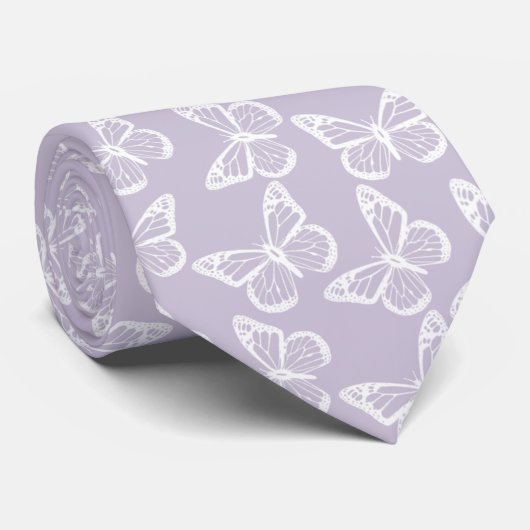 Cravate Élégant Boho Motif Groomsmen Papillon Lavande (Roulé)