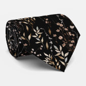 Cravate Élégant Brown Fleur Floral Motif botanique (Roulé)