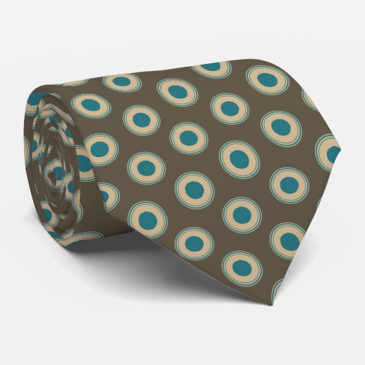 Cravate Élégant Brown Turquoise  Vert bleu Motif (Roulé)