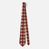 Cravate Elegant Burgundy Ivory Rust Red Plaid Pattern (Devant)