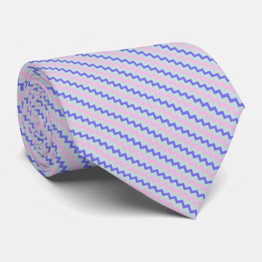 Cravate Elégant chevron diagonal cobalt bleu rose glacé (Roulé)