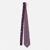 Cravate Élégant Chic Bourgogne Violet Argent Étoiles Monog (Dos)