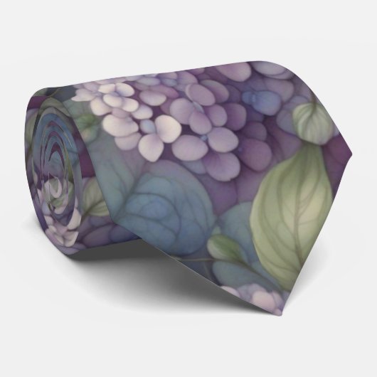 Cravate Elégant chic pourpre pourpre chic aquarelle fleuri (Roulé)