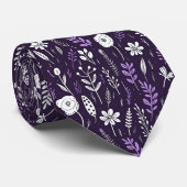 Cravate Élégant Chic Purple Flower Floral (Roulé)