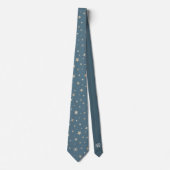 Cravate Élégant Chic Stars Argent Monogramme Dusty Blue (Devant)