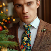 Cravate Elegant Christmas Pine and Poinsettia Botanical