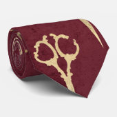 Cravate Elégant ciseaux dorés Vintages Bourgogne coupe-che (Roulé)