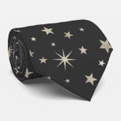 Cravate Élégant Classé Charcoal Gris Argent Stars Monogram (Roulé)
