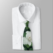 Cravate Élégant classique vert botanique blanc floral (Attaché)