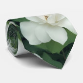 Cravate Élégant classique vert botanique blanc floral (Roulé)