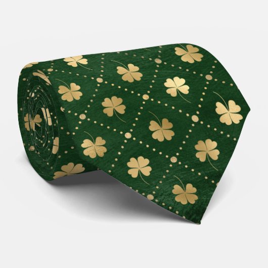 Cravate Élégant Clover Vert Or (Roulé)