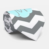 Cravate Élégant, cool, classique monogramme de chevron gri (Roulé)
