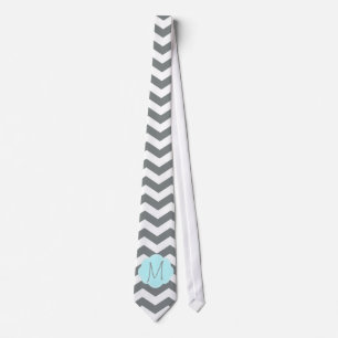 Cravate Élégant, cool, classique monogramme grisé Chevron