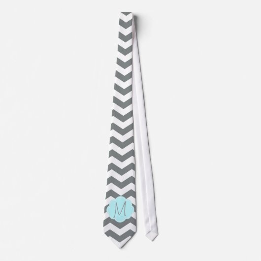 Cravate Élégant, cool, classique monogramme grisé Chevron (Devant)