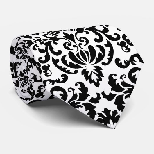 Cravate Élégant Damas blanc (Roulé)