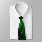 Cravate Elégant Diamants Vert et Or St Patrick's Day (Attaché)