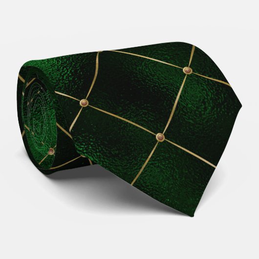Cravate Elégant Diamants Vert et Or St Patrick's Day (Roulé)