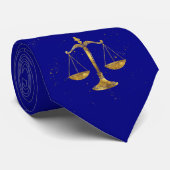 Cravate Élégant Doré  -  Navy   Balance    Zodiaque  (Roulé)
