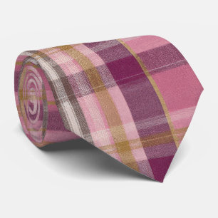 Cravate Élégant et classique motif carreaux gingham rose