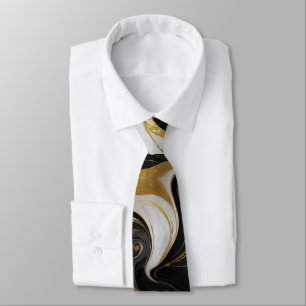 Cravate Elégant Faux Gold, noir et blanc marbré