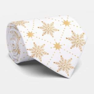 Cravate Élégant Faux Gold Snowflakes Patton de Noël
