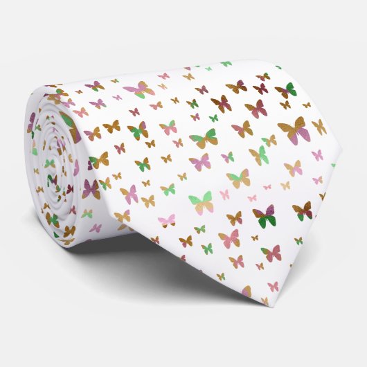Cravate élégant faux rose or papillon motif (Roulé)