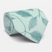 Cravate Élégant feuillage bleu pâle Nature Feuilles Homme (Roulé)