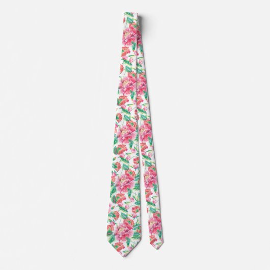 Cravate Élégant Fille Lumineuse Motif Fleurs Roses (Devant)