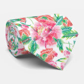 Cravate Élégant Fille Lumineuse Motif Fleurs Roses (Roulé)