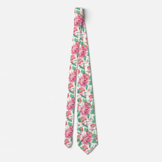 Cravate Élégant Fille Lumineuse Motif Fleurs Roses (Dos)