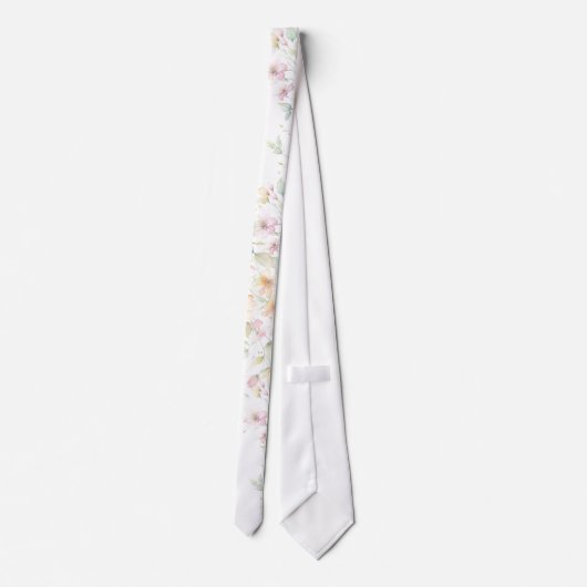 Cravate Elégant Fleurs sauvages d'aquarelle orange rose (Dos)