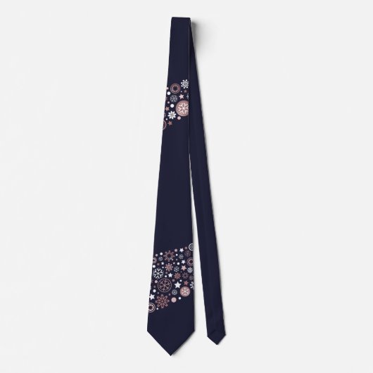 Cravate Élégant flocon d'or rose design hiver (Devant)