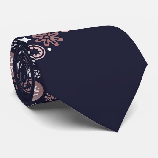 Cravate Élégant flocon d'or rose design hiver (Roulé)