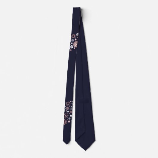 Cravate Élégant flocon d'or rose design hiver (Dos)