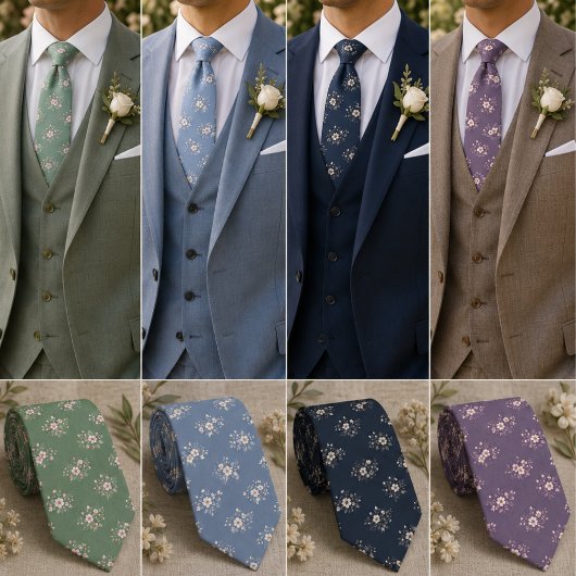 Cravate Élégant floral ditsy bleu foncé